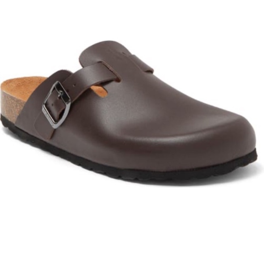 Brown Leather Buckle Strap Clog | MARIO VALENTINO